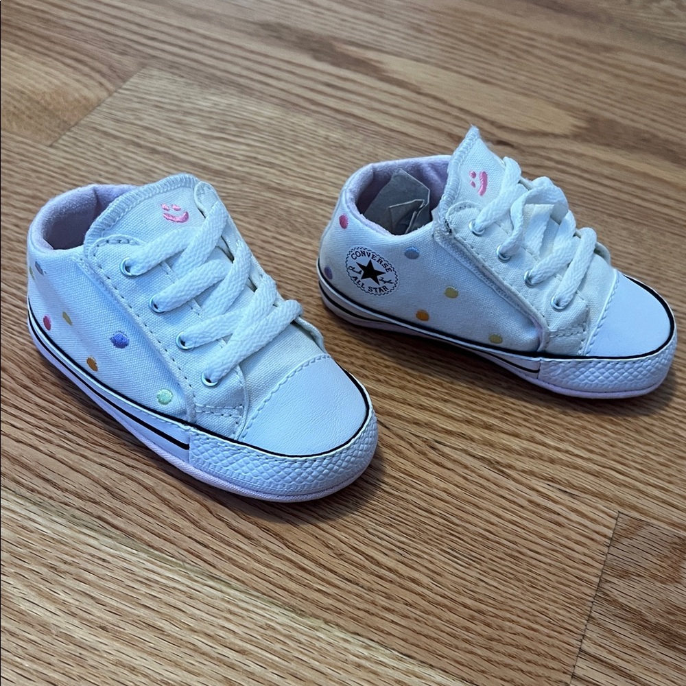 Converse Kids' White Sneakers with Multicolor Dots